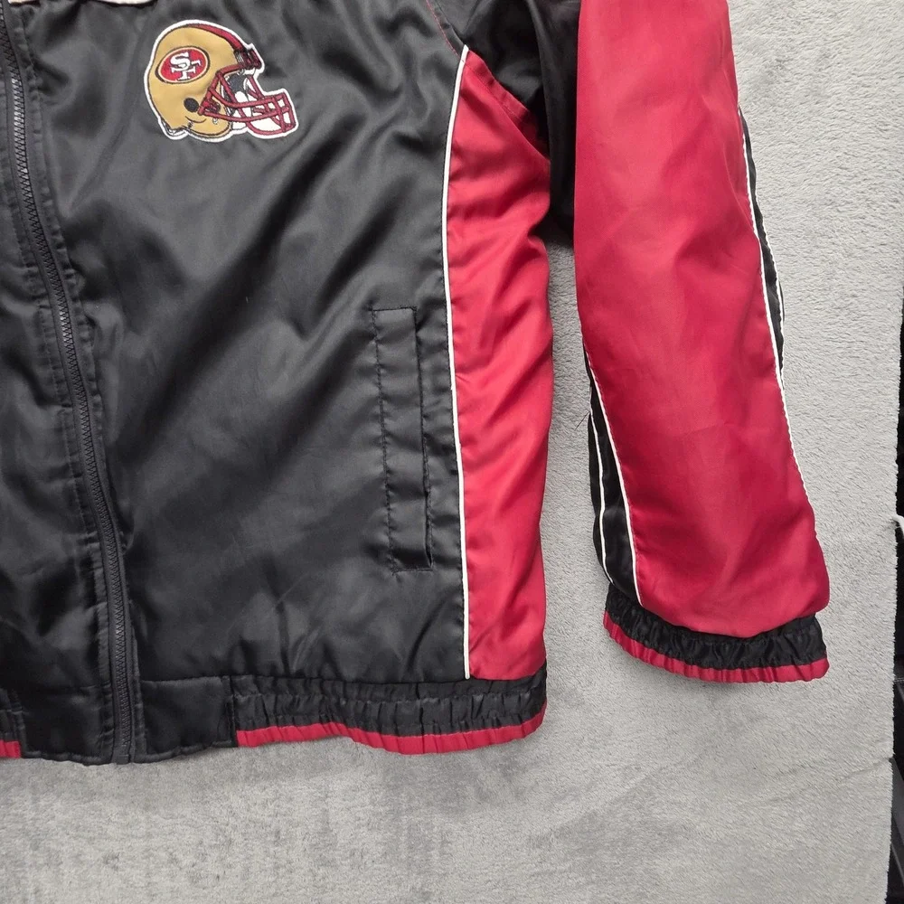 San Francisco 49ers Jacket Mens Large Red NFL Football Hooded Quilted Parka